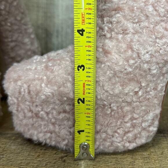 Shellys London High Heel Platform Boots Light Pink Sherpa Wool Effect Size 9 - Picture 10 of 13